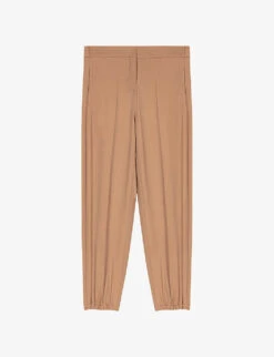 Maje Elasticated-cuffs Straight-leg Mid-rise Recycled-polyester Trousers
