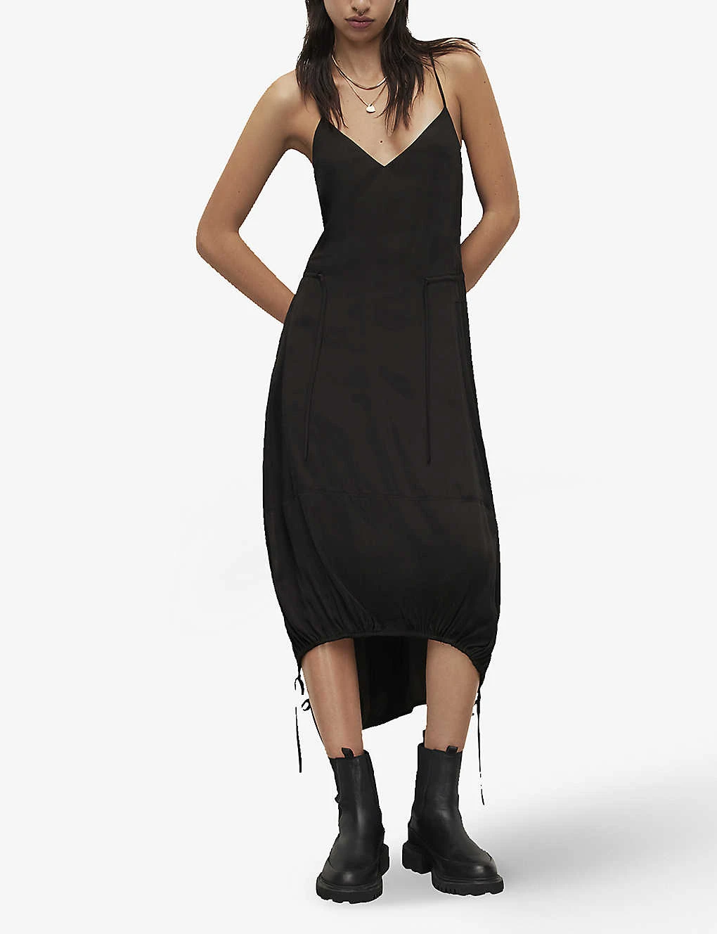 AllSaints Kaye Drawcord-hem Recycled Polyester-blend Maxi Dress 3 AllSaints Kaye Drawcord-hem Recycled Polyester-blend Maxi Dress - Image 3