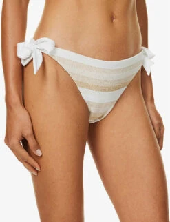Max Mara Serena Striped Bikini Bottoms -Women Clothing Store R04127775 WHITE ALT04