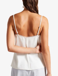 Ted Baker Andreno Looped-trim V-neck Woven Cami Top 7 Ted Baker Andreno Looped-trim V-neck Woven Cami Top -Women Clothing Store R04128531 WHITE ALT03