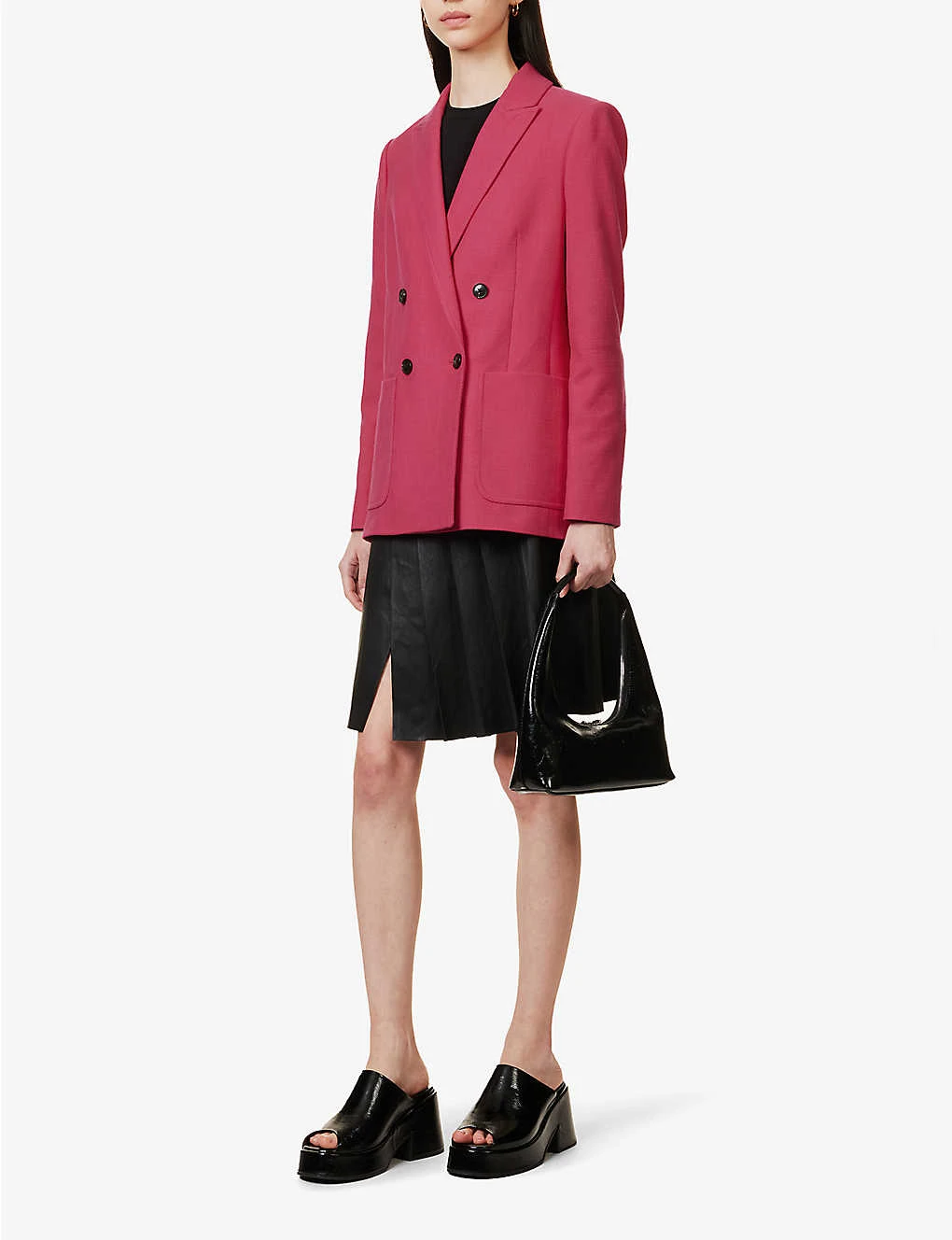 ME AND EM Boyfriend Peak-lapel Tweed Blazer 2 ME AND EM Boyfriend Peak-lapel Tweed Blazer - Image 2