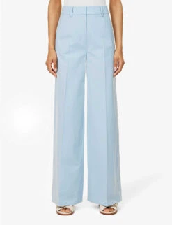 ME AND EM Wide-leg Mid-rise Wool-blend Trousers -Women Clothing Store R04129176 SPRINGBLUE ALT02