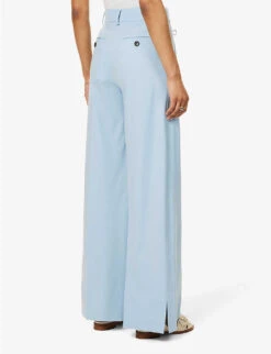 ME AND EM Wide-leg Mid-rise Wool-blend Trousers -Women Clothing Store R04129176 SPRINGBLUE ALT03