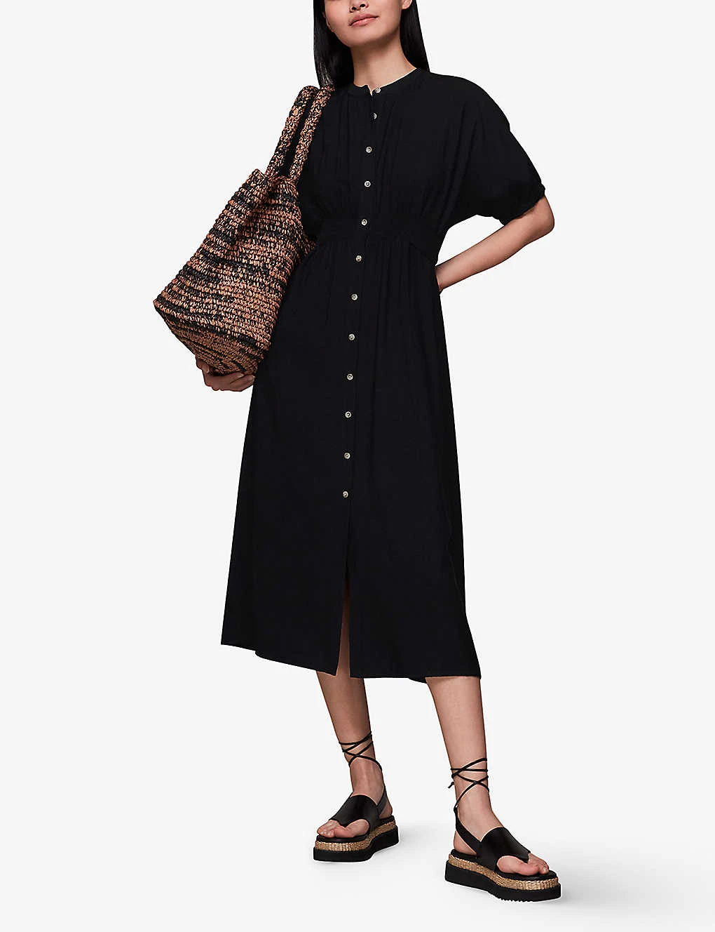 Whistles Amber Tied-waist Button-through Woven Midi Dress 2 Whistles Amber Tied-waist Button-through Woven Midi Dress - Image 2