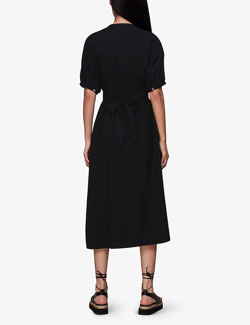 Whistles Amber Tied-waist Button-through Woven Midi Dress 4 Whistles Amber Tied-waist Button-through Woven Midi Dress - Image 4