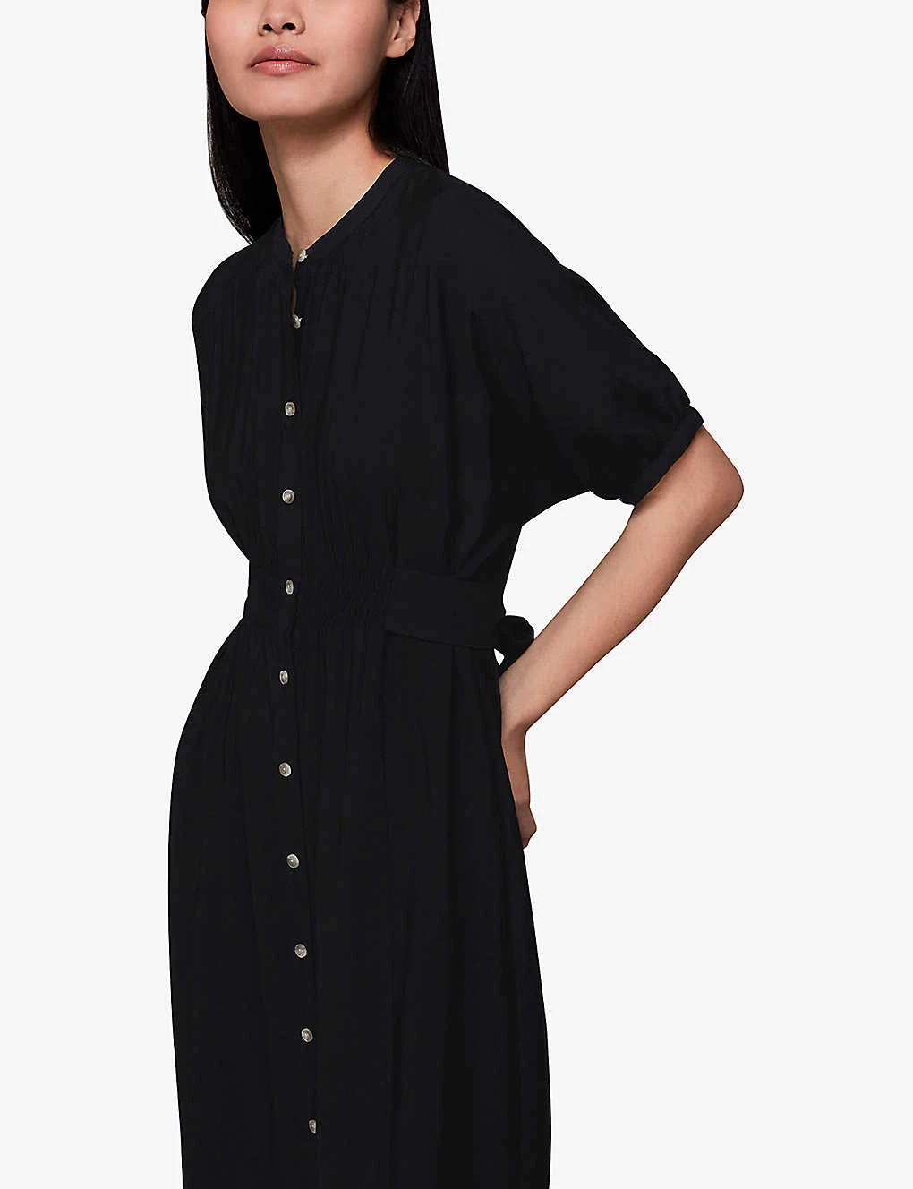 Whistles Amber Tied-waist Button-through Woven Midi Dress 5 Whistles Amber Tied-waist Button-through Woven Midi Dress - Image 5