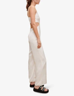 Maje Cut-out V-neck Woven Jumpsuit -Women Clothing Store R04130673 BLANC ALT02