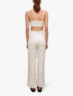 Maje Cut-out V-neck Woven Jumpsuit -Women Clothing Store R04130673 BLANC ALT03