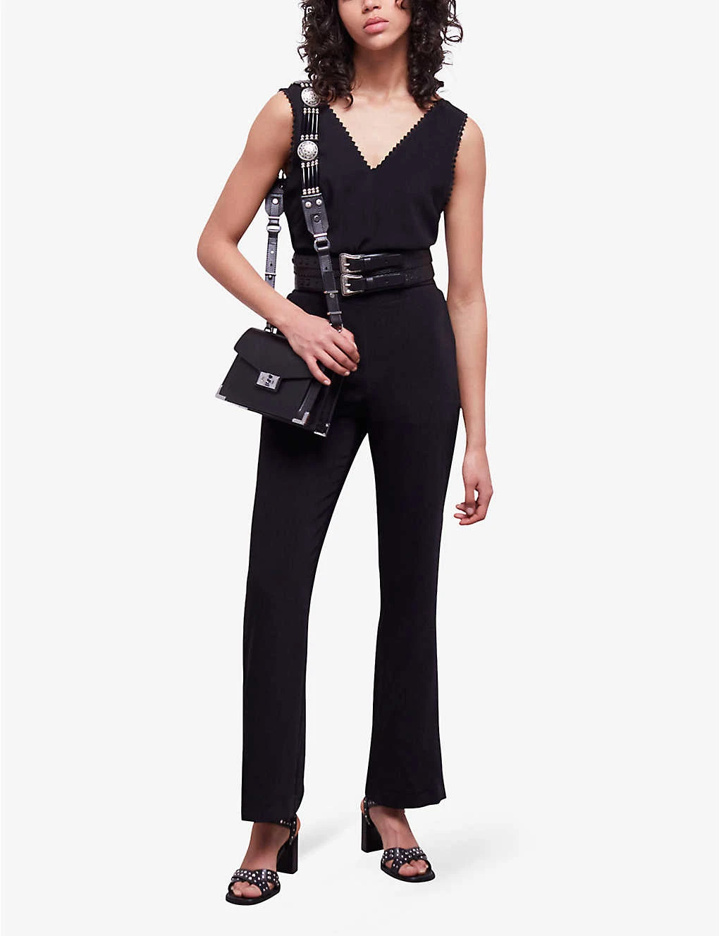THE KOOPLES Diamond-lace V-neckline Sleeveless Woven Jumpsuit 2 THE KOOPLES Diamond-lace V-neckline Sleeveless Woven Jumpsuit - Image 2