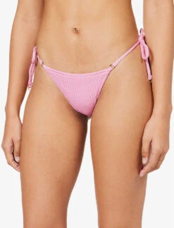 Seafolly Sea Dive Textured Mid-rise Bikini Bottoms -Women Clothing Store R04131525 PARFAITPINK ALT02