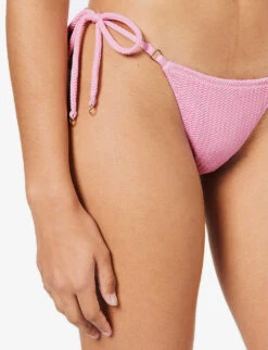 Seafolly Sea Dive Textured Mid-rise Bikini Bottoms -Women Clothing Store R04131525 PARFAITPINK ALT04