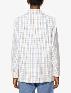 By Malina Leah Check-print Woven Blazer -Women Clothing Store R04133225 SKYBLUECHECK ALT03