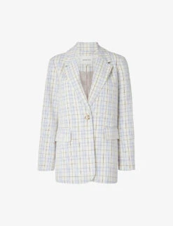 By Malina Leah Check-print Woven Blazer