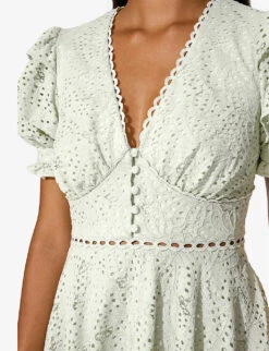 By Malina Marta Lace-embellished Woven Midi Dress -Women Clothing Store R04133231 PISTACHIO ALT02