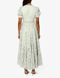 By Malina Marta Lace-embellished Woven Midi Dress -Women Clothing Store R04133231 PISTACHIO ALT03