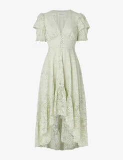 By Malina Marta Lace-embellished Woven Midi Dress