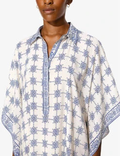 By Malina Mollie Pattern-embellished Woven Kaftan -Women Clothing Store R04133232 FRENCHDITSYBLUE ALT02