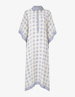 By Malina Mollie Pattern-embellished Woven Kaftan