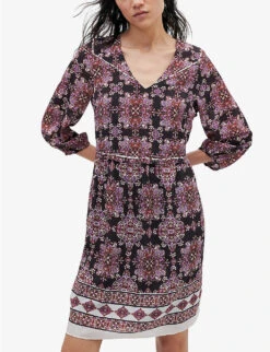 Ikks Boho-print Woven Mini Dress 7 Ikks Boho-print Woven Mini Dress -Women Clothing Store R04133253 RASPBERRY ALT02