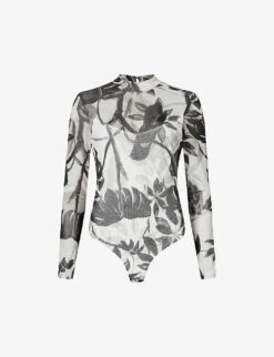 AllSaints Jackie Floral-print Stretch-woven Bodysuit