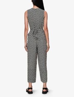Whistles Checkerboard-pattern Ankle-length Woven Jumpsuit -Women Clothing Store R04135051 BLACK ALT03