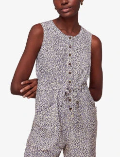 Whistles Dashed Jess Leopard-print Woven Jumpsuit -Women Clothing Store R04135052 ALT02