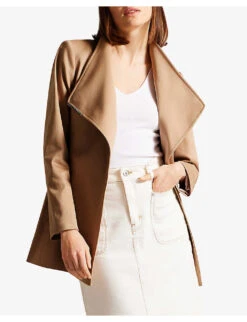 Ted Baker Rosiaas Wrap-front Hip-length Cotton Trench Coat -Women Clothing Store R04135846 BROWNTAN ALT02