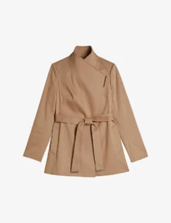 Women Clothing Store 7 Ted Baker Rosiaas Wrap-front Hip-length Cotton Trench Coat