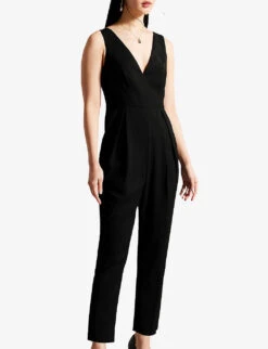 Ted Baker Bettsee V-neck Tailored Stretch-woven Jumpsuit -Women Clothing Store R04135852 BLACK ALT02