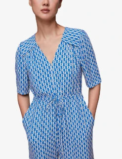 Whistles Oversized-collar Relaxed Woven Jumpsuit -Women Clothing Store R04136164 MULTICOLOURED ALT03