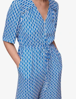 Whistles Oversized-collar Relaxed Woven Jumpsuit -Women Clothing Store R04136164 MULTICOLOURED ALT04