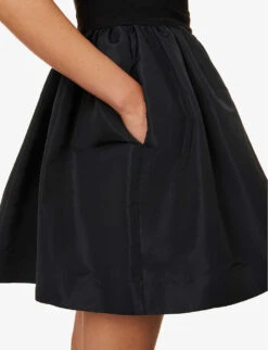 Alexander McQueen Cut-out Flared-hem Cotton Mini Dress -Women Clothing Store R04136199 BLACK ALT04