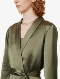 Paige Kamala Self-tie Satin Blazer 9 Paige Kamala Self-tie Satin Blazer -Women Clothing Store R04136645 ARMY ALT04