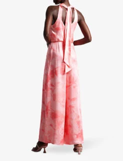 Ted Baker Tinslee Wide-leg Satin Jumpsuit -Women Clothing Store R04136808 CORAL ALT02