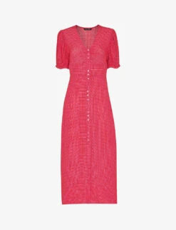 Whistles Labyrinth Geometric-print Woven Midi Dress