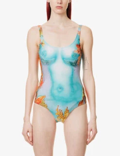 Jean Paul Gaultier Floral-print Fitted Swimsuit -Women Clothing Store R04137663 BLUEYELLOW ALT02