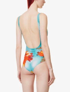 Jean Paul Gaultier Floral-print Fitted Swimsuit -Women Clothing Store R04137663 BLUEYELLOW ALT03