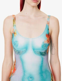 Jean Paul Gaultier Floral-print Fitted Swimsuit -Women Clothing Store R04137663 BLUEYELLOW ALT04