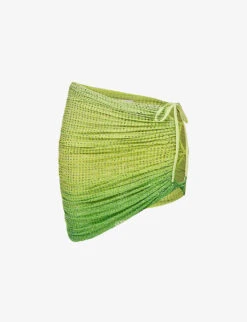 SELF PORTRAIT Crystal-embellished Tie-side Stretch-woven Mini Skirt