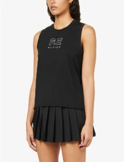 P.E NATION Shuffle Brand-print Organic-cotton Tank Top -Women Clothing Store R04137946 BLACK ALT02
