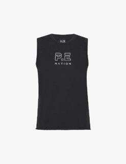 P.E NATION Shuffle Brand-print Organic-cotton Tank Top