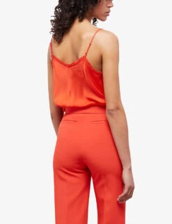 THE KOOPLES Lace-trim V-neck Satin Cami Top -Women Clothing Store R04139146 ORA01 ALT03