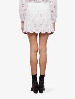 THE KOOPLES Scalloped-hem Knitted Mini Skirt -Women Clothing Store R04140777 WHI01 ALT03