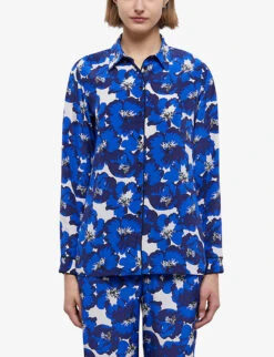 THE KOOPLES Floral-print Long-sleeved Silk Shirt -Women Clothing Store R04140786 BLU01 ALT02