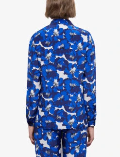THE KOOPLES Floral-print Long-sleeved Silk Shirt -Women Clothing Store R04140786 BLU01 ALT03