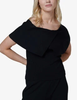 Sailor-collar Slim-fit Knitted Top -Women Clothing Store R04141939 BLACK ALT04