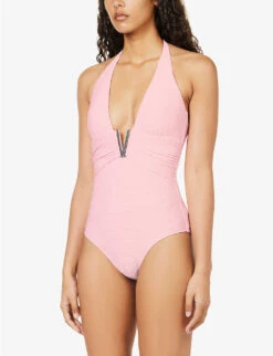 Sicily V-neck Stretch-recycled Polyamide Swimsuit -Women Clothing Store R04142192 PNKPNK ALT02