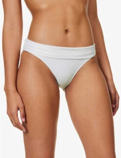 Antibes Fold-over Stretch-recycled Polyamide Bikini Bottom -Women Clothing Store R04142196 WHTWHT ALT02