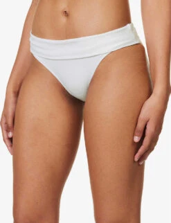 Antibes Fold-over Stretch-recycled Polyamide Bikini Bottom -Women Clothing Store R04142196 WHTWHT ALT04