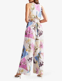 Ted Baker Maudee Floral-print Halter-neck Woven Jumpsuit -Women Clothing Store R04142370 WHITE ALT02